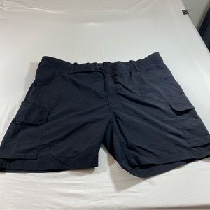 Lands' End Hybrid cargo shorts Men 3X black dri-fit lining elastic waistband